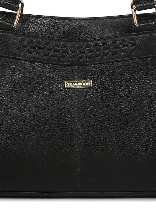 Women Black Leather Handheld bag