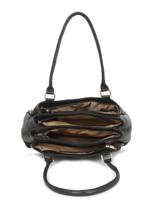 Women Black Leather Handheld bag