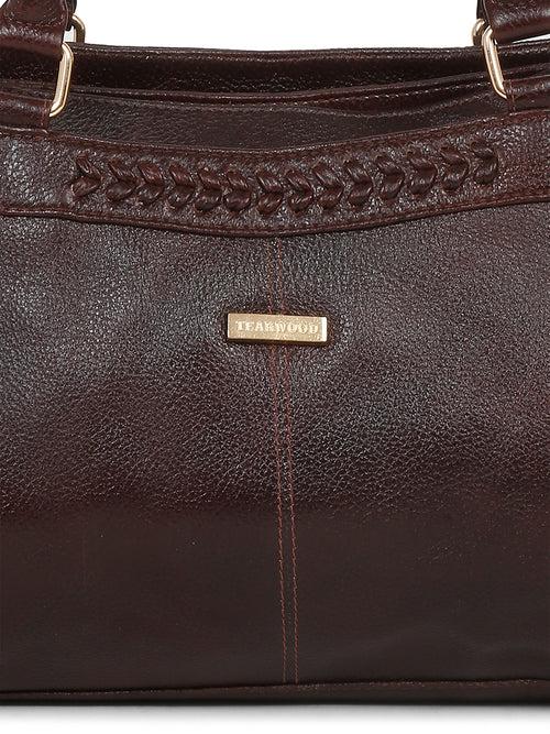 Women Brown Leather Handheld bag