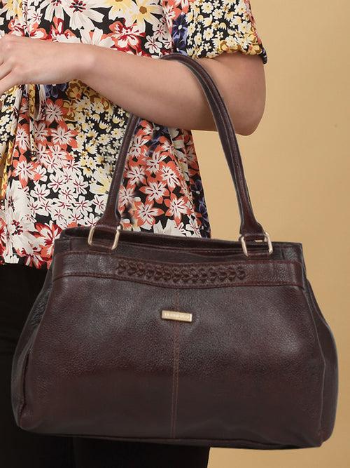 Women Brown Leather Handheld bag