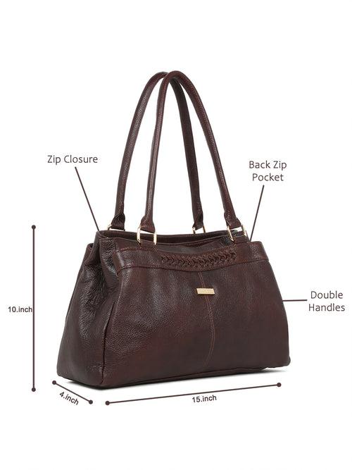 Women Brown Leather Handheld bag