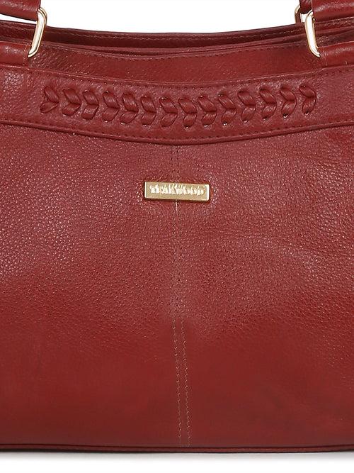 Women Red Leather Handheld bag