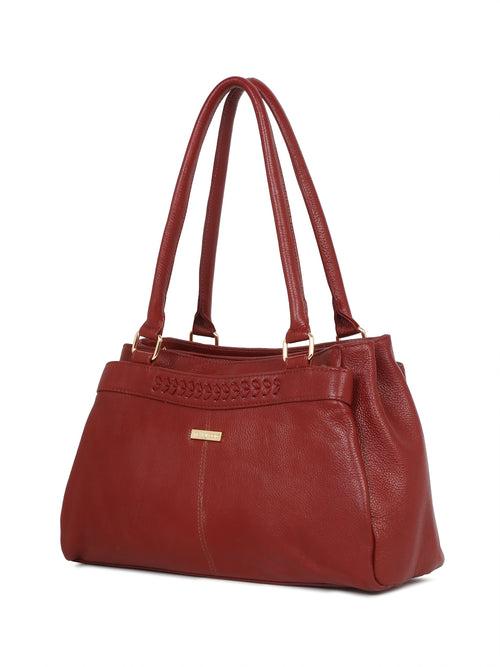 Women Red Leather Handheld bag