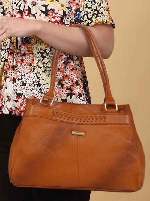 Women Tan Leather Handheld bag