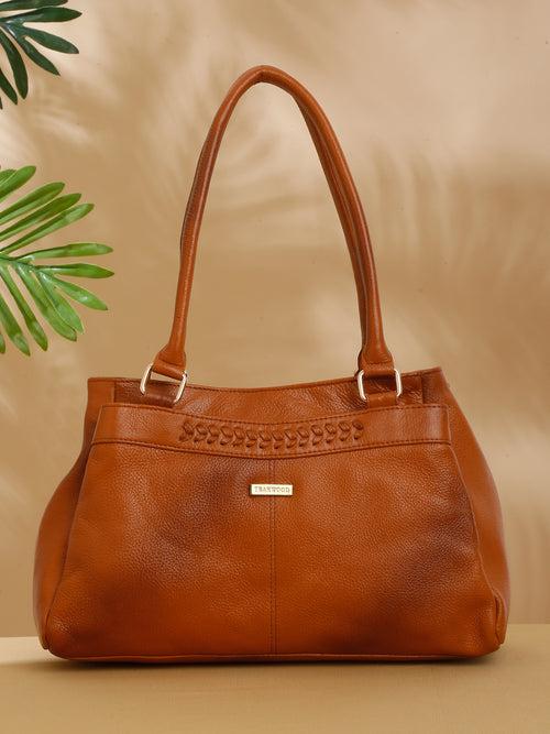 Women Tan Leather Handheld bag