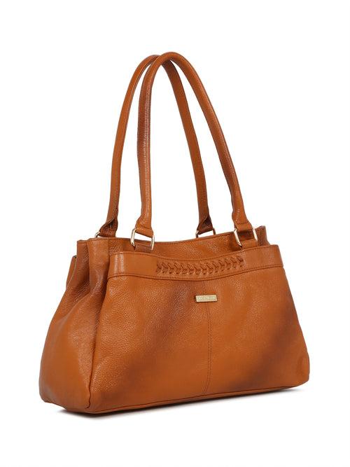 Women Tan Leather Handheld bag