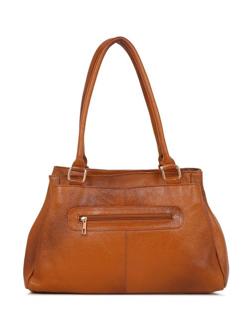 Women Tan Leather Handheld bag