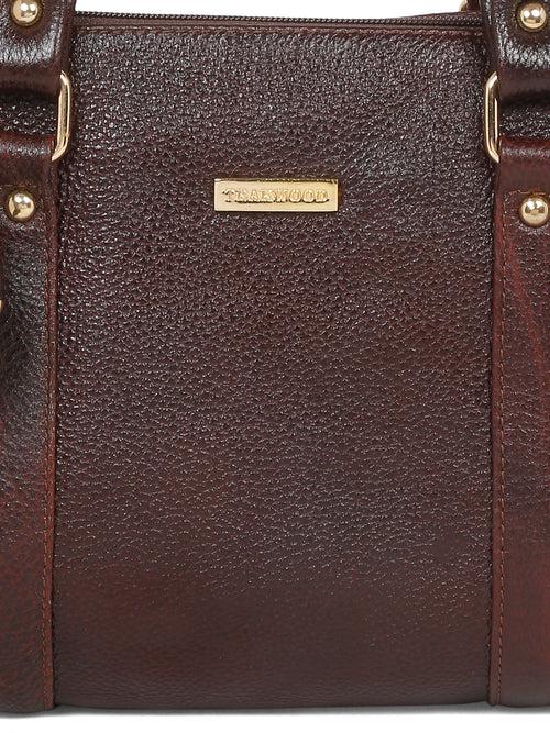 Women Brown Texture Leather Structured Bag