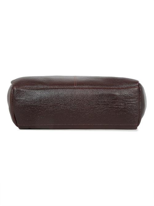 Women Brown Texture Leather Handheld Bag