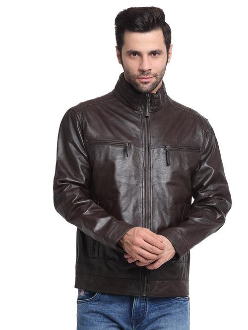 Men Choco Brown Leather Jacket