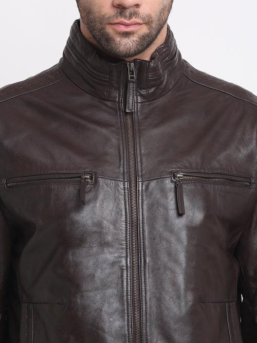 Men Choco Brown Leather Jacket