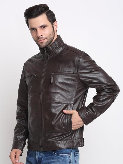 Men Choco Brown Leather Jacket
