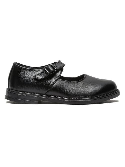 Girls Black Leather school Shoes