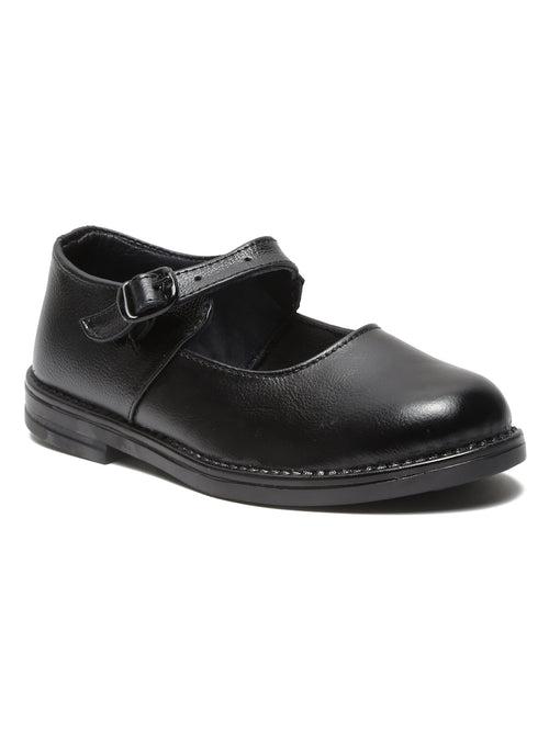 Girls Black Leather school Shoes