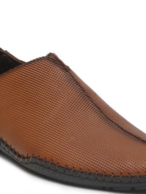 Men's Tan Texture Leather Flexi 360 Moccasins