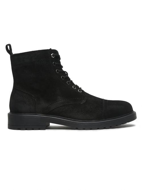 Mens Black Leather Lace-up Boots