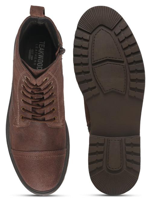 Mens Brown Leather Lace-up Boots