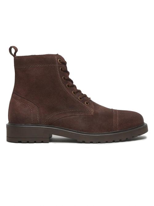 Mens Brown Leather Lace-up Boots