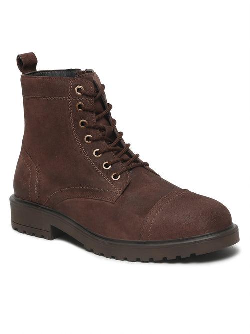 Mens Brown Leather Lace-up Boots