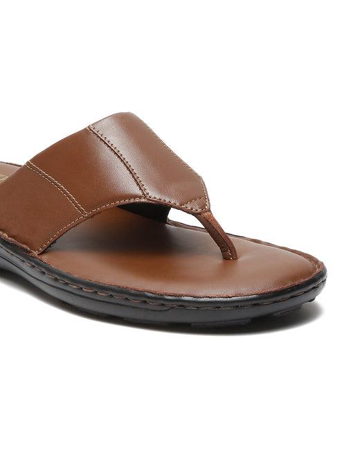 Men Leather Tan Thong Flip-Flop