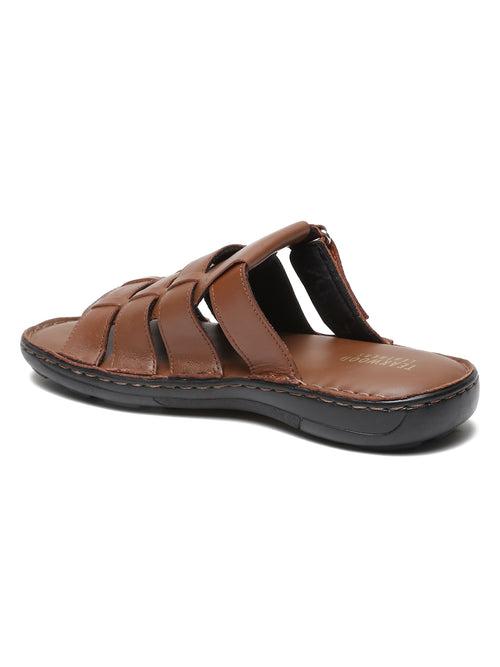 Men Tan Leather Sandals