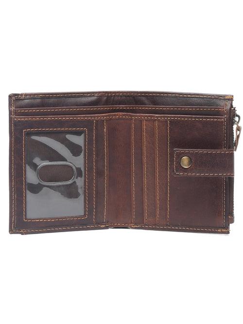 TEAKWOOD LEATHER MEN BROWN GENUINE LEATHER TWO FOLD WALLET