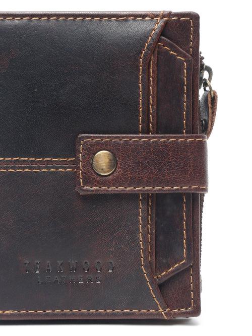 TEAKWOOD LEATHER MEN BROWN GENUINE LEATHER TWO FOLD WALLET