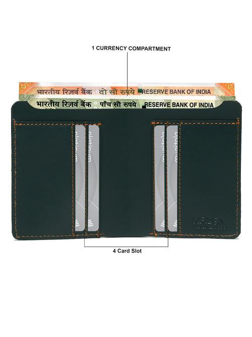 Men Green Two Fold Leather Wallet