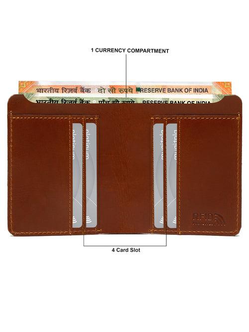 Men Tan Two Fold Leather Wallet