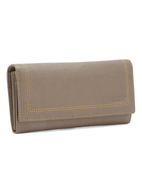 Women Light Ash Leather Two Fold Wallet