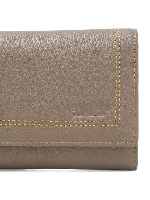 Women Light Ash Leather Two Fold Wallet