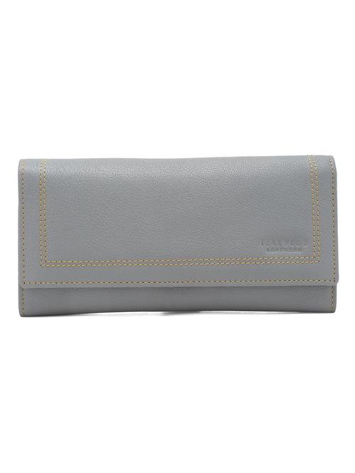 Women Light Blue Leather Two Fold Wallet