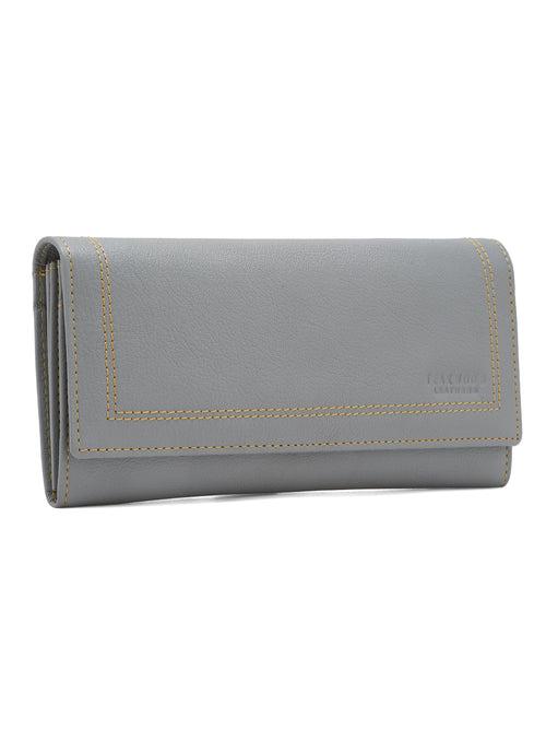 Women Light Blue Leather Two Fold Wallet