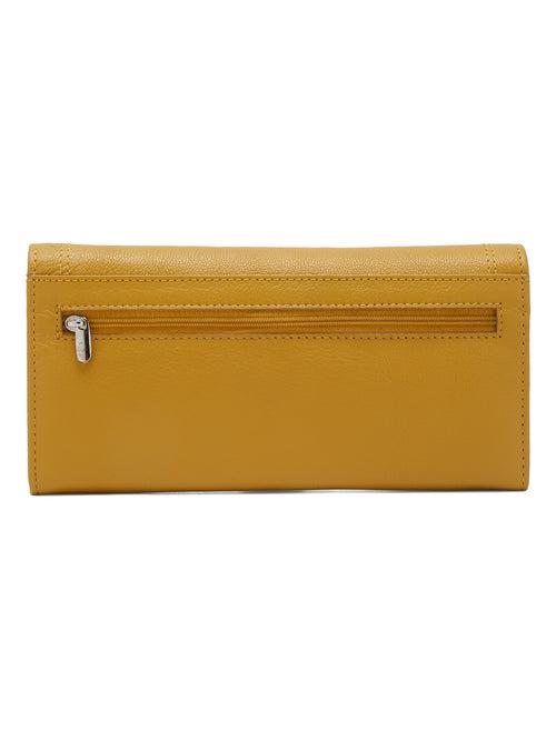 Women Yellow Leather Two Fold Wallet