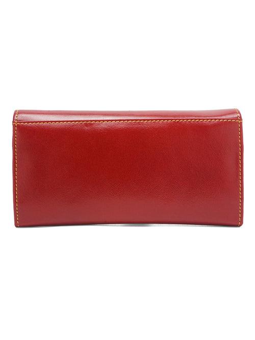 Women Red Leather Two Fold Wallet