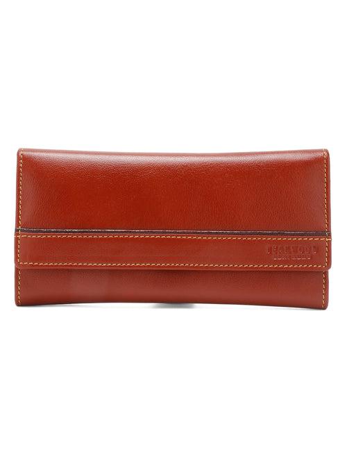 Women Tan Leather Two Fold Wallet