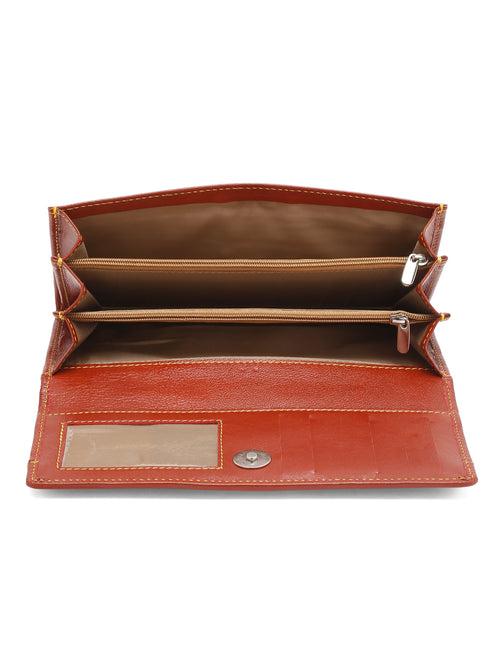 Women Tan Leather Two Fold Wallet