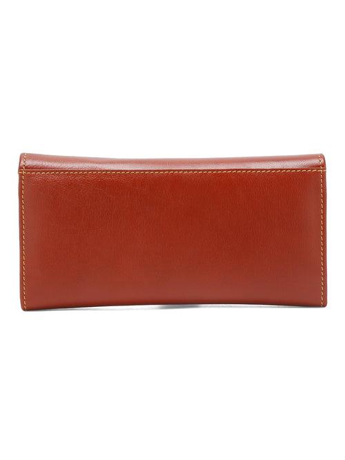 Women Tan Leather Two Fold Wallet