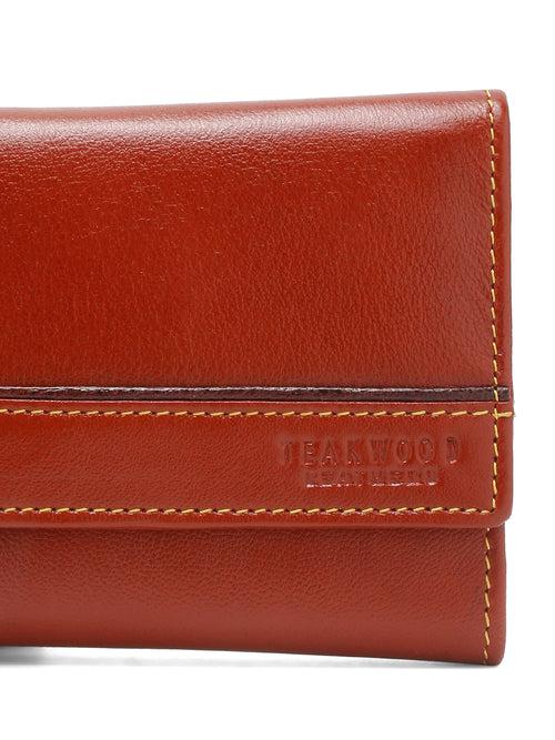 Women Tan Leather Two Fold Wallet