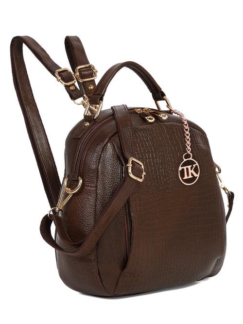 Teakwood Leather Textured Women Backpack