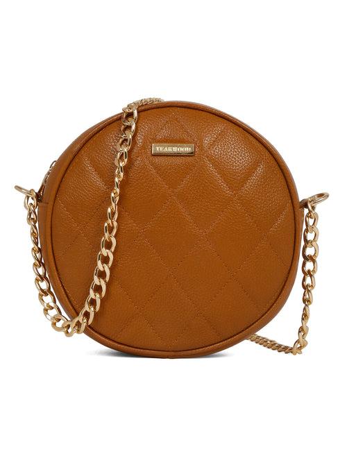 Women Round Mango Quilted Leather Sling Bag