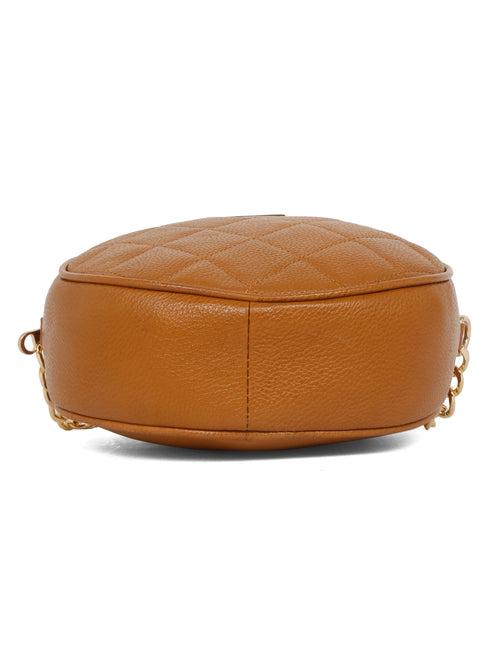 Women Round Mango Quilted Leather Sling Bag