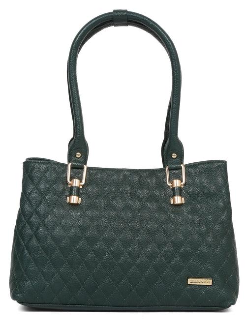 Women Quilted Green Leather Handbags
