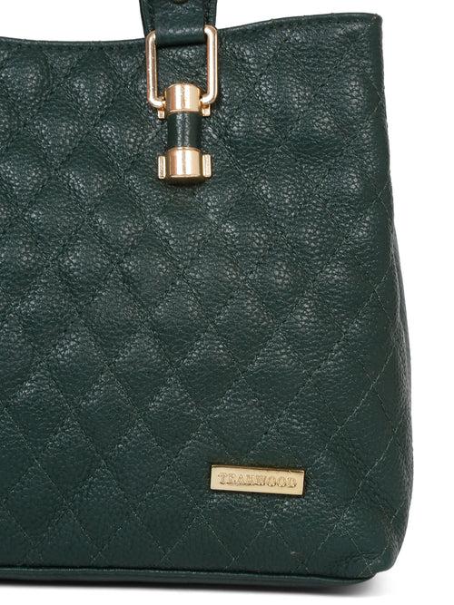 Women Quilted Green Leather Handbags