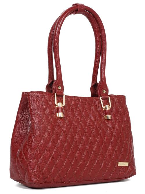 Women Quilted Red Leather Handbags