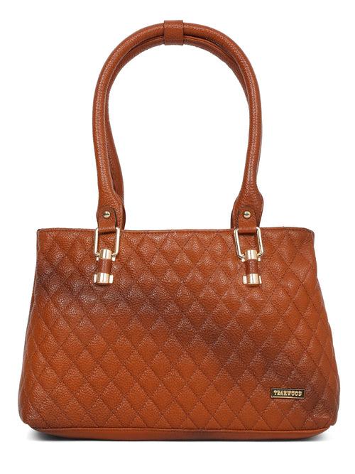 Women Quilted Tan Leather Handbags