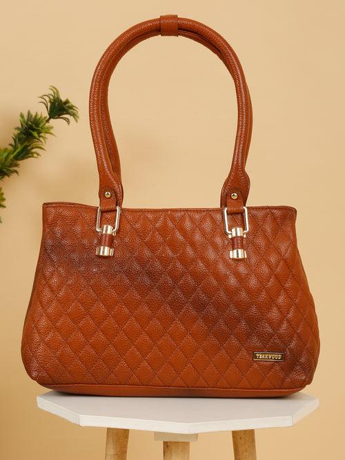 Women Quilted Tan Leather Handbags