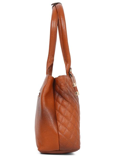 Women Quilted Tan Leather Handbags