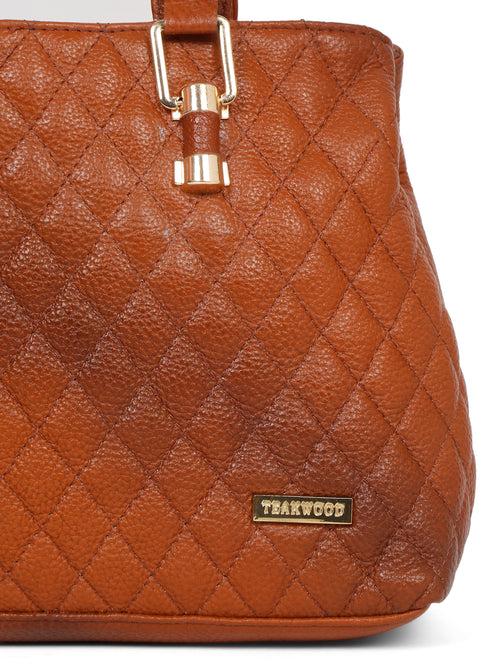 Women Quilted Tan Leather Handbags