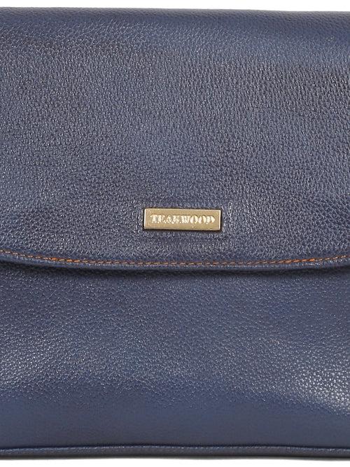 Women Blue Texture Leather Sling Bag